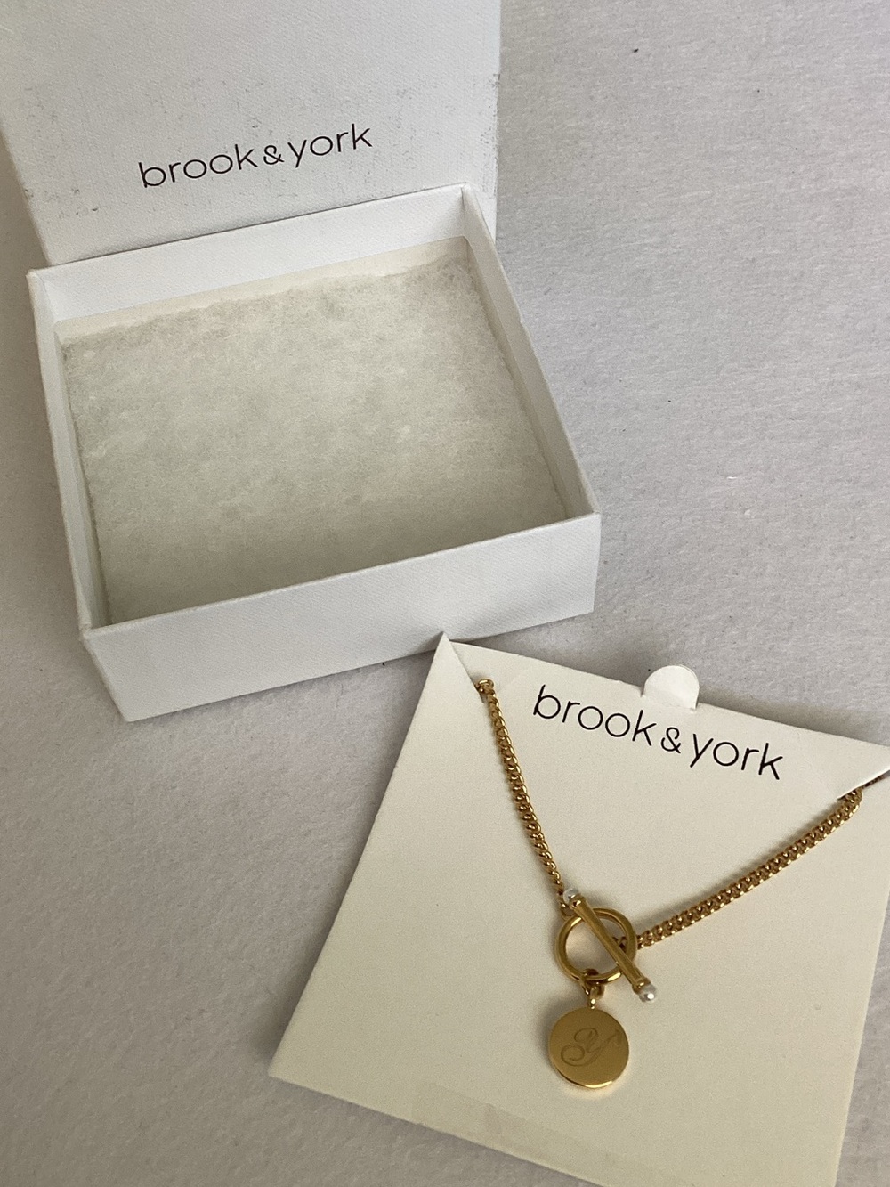 Brook & York Stella Imitation Pearl Initial ‘Y’ Toggle Necklace